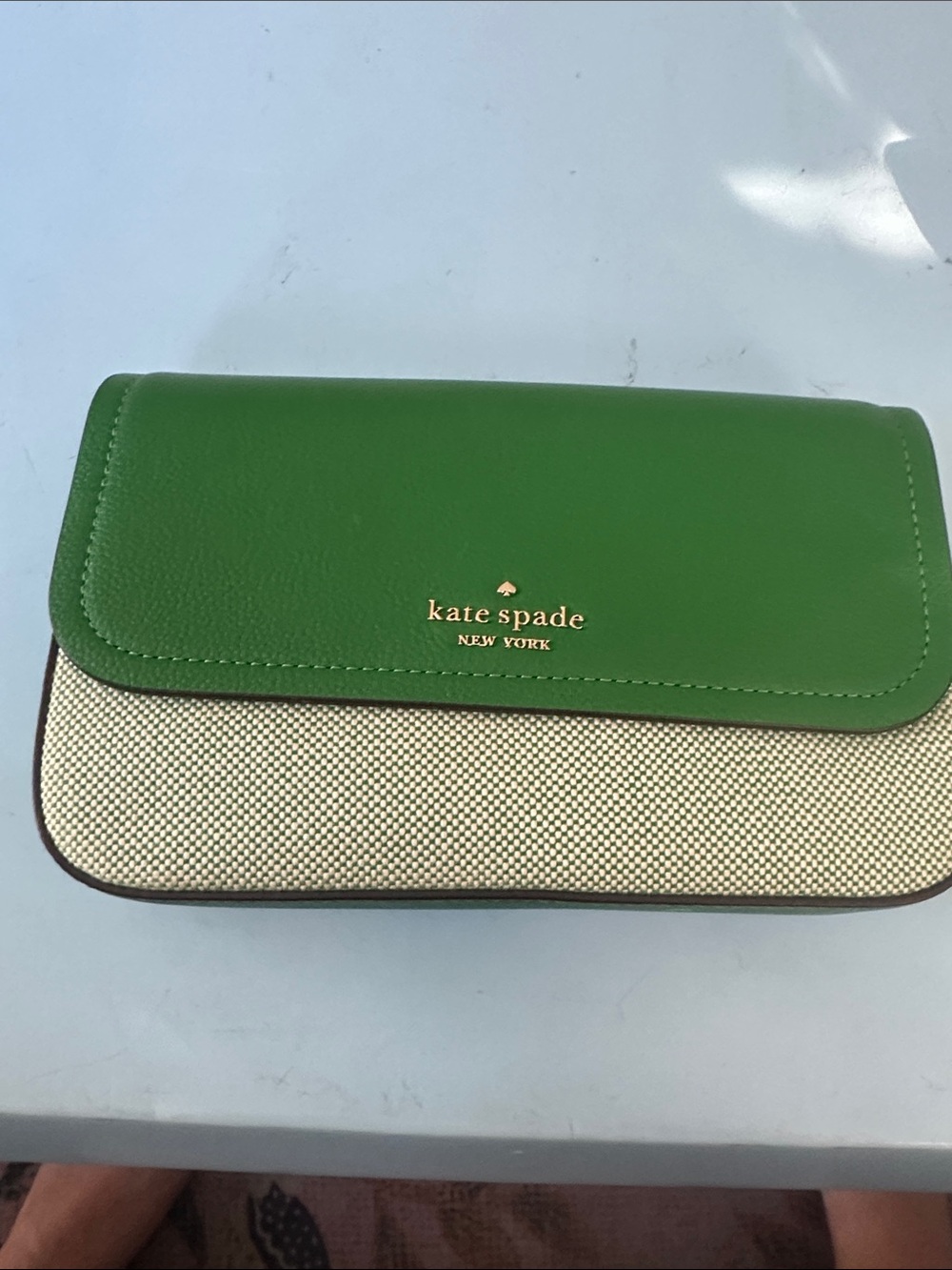 kate spade Green and Cream Flap Crossbody Wallet